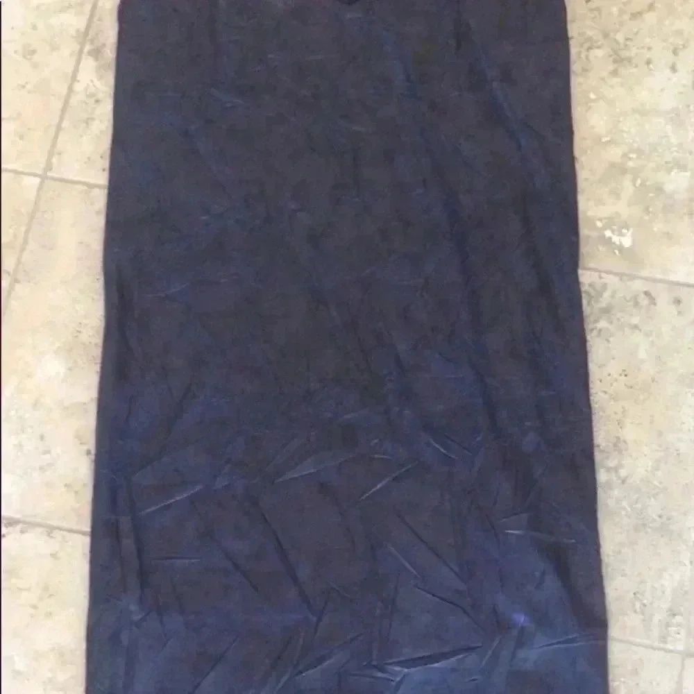 Calvin Klein Black Coated Crinkle Texture  Goth Asymmetrical Hem Vamp Dress M